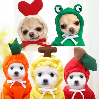 Warm Dog Winter Clothes Cute Fruit Dog Coat Hoodies Fleece Pet Dogs Costume Jacket for French Bulldog Chihuahua Ropa Para Perro