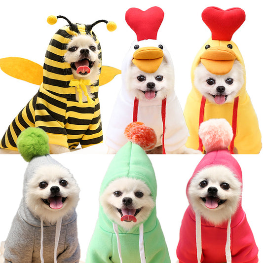 Chick Transformed Dog Cat Small Medium-Sized Dog Autumn And Winter Sweatshirt Scratch Pet Clothes Supplies Teddy Fighting Bichon
